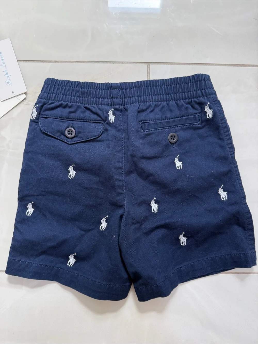 NWT Ralph Lauren Navy Embroidered Polo Toddler Shorts